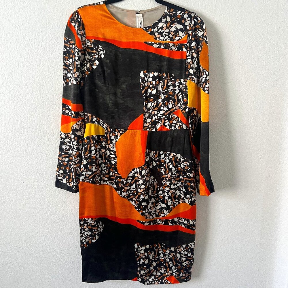 Acne Studios Sz 40 100% Silk Sheath Cocktail Dress Business Graphic Print Luxury